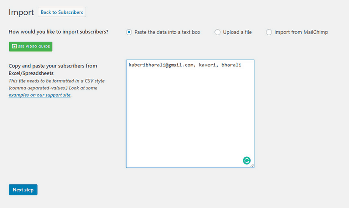 Import your name list as a CSV file using an Excel sheet.