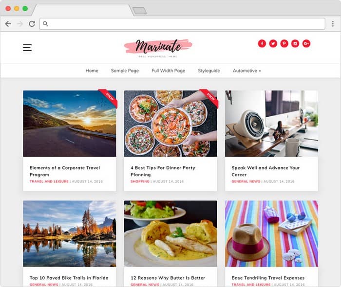 Marinate is a beautiful WordPress theme with grid layout.