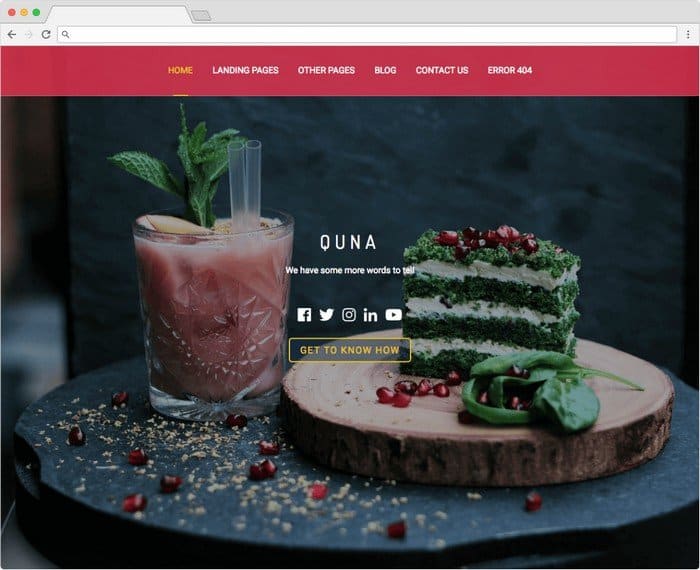 Quna is a free WordPress theme prefect for a restaurant website.