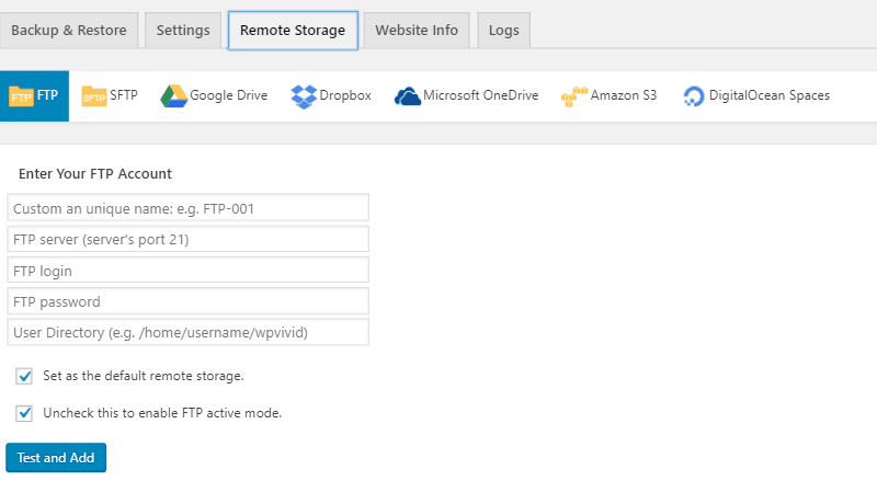 This tab lets you choose the platform where you want to store your backup. 