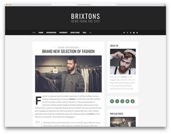 Brixton is a perfect template for beginners.