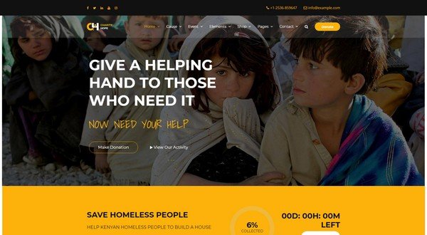 Charity Hope is a fundraising WordPress theme.