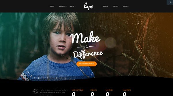 Hope is a WordPress theme from ThemeFuse built for fundraising.