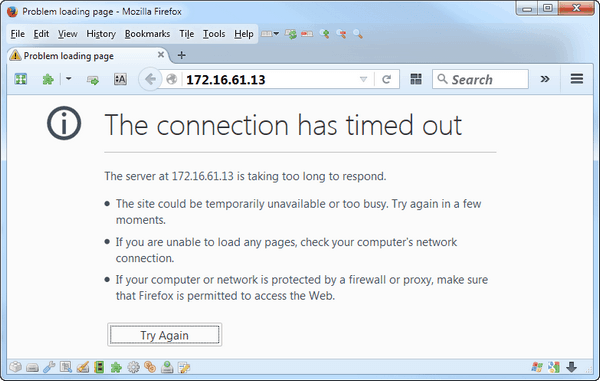 Server timeout is caused when you use an incorrectly configured proxy server.