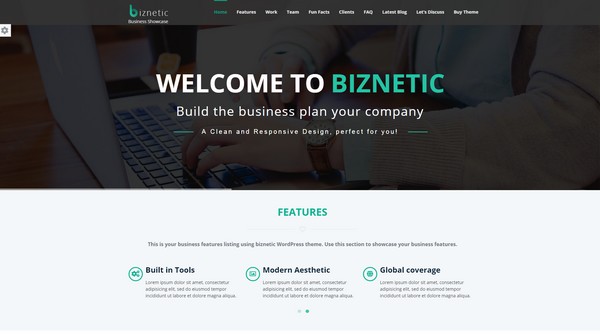 Biznetic is a one-page finance WordPress from Solwin Infotech.