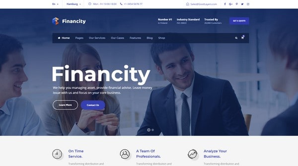 Financity is a finance and business WordPress theme from InkThemes.