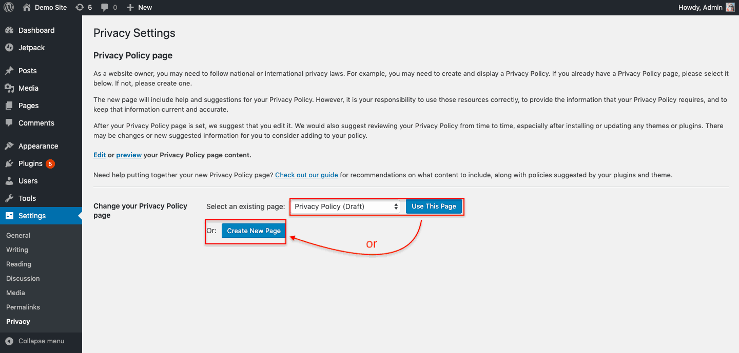 privacy settings