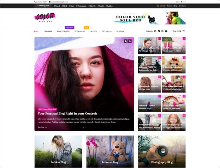 Color Blog Pro is a versatile and colorful WordPress theme from Mystery Themes.