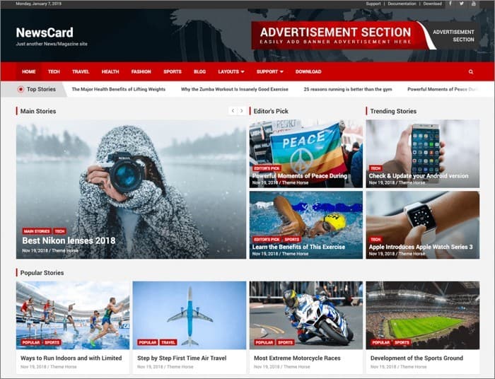 NewsCard is a Multi-Purpose Magazine/News WordPress Theme.