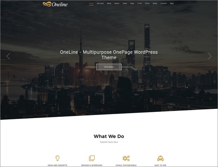 Oneline Pro is a single-page WordPress theme from ThemeHunk.