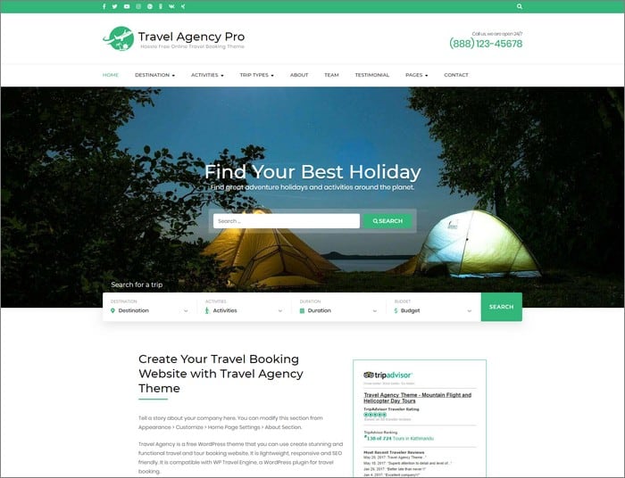 Travel Agency Pro is the best selling WordPress theme of 2019 of Rara Themes.