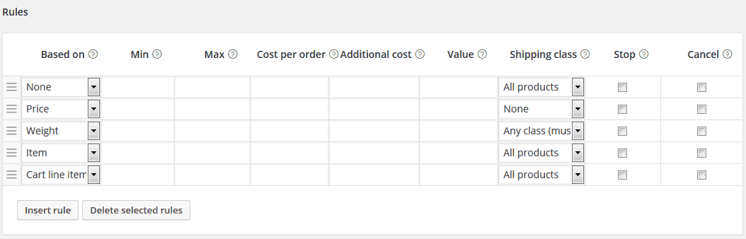 Table Rate