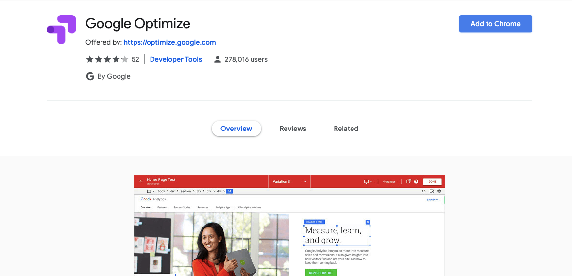 google optimize extension