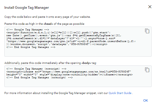 Insert Google Tag Manager