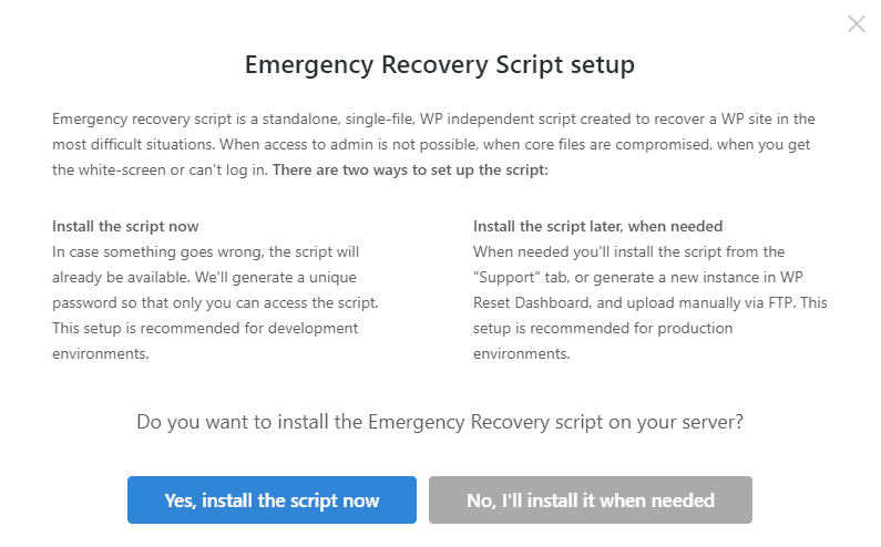 Emergency recovery Script