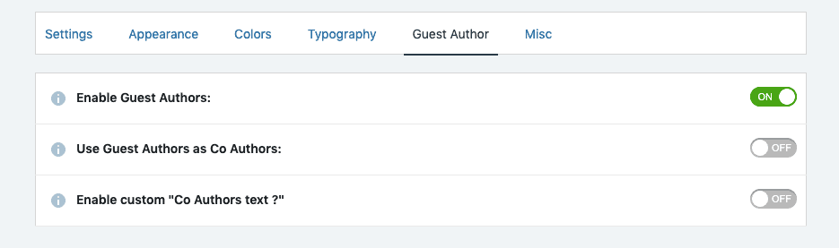 Guest author toggle