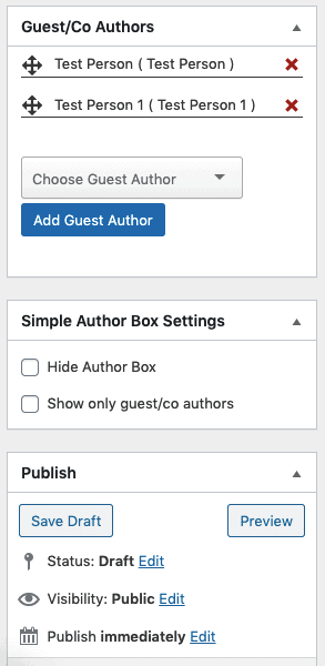 Co-authors tab
