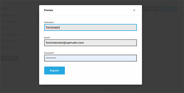 Registration form example