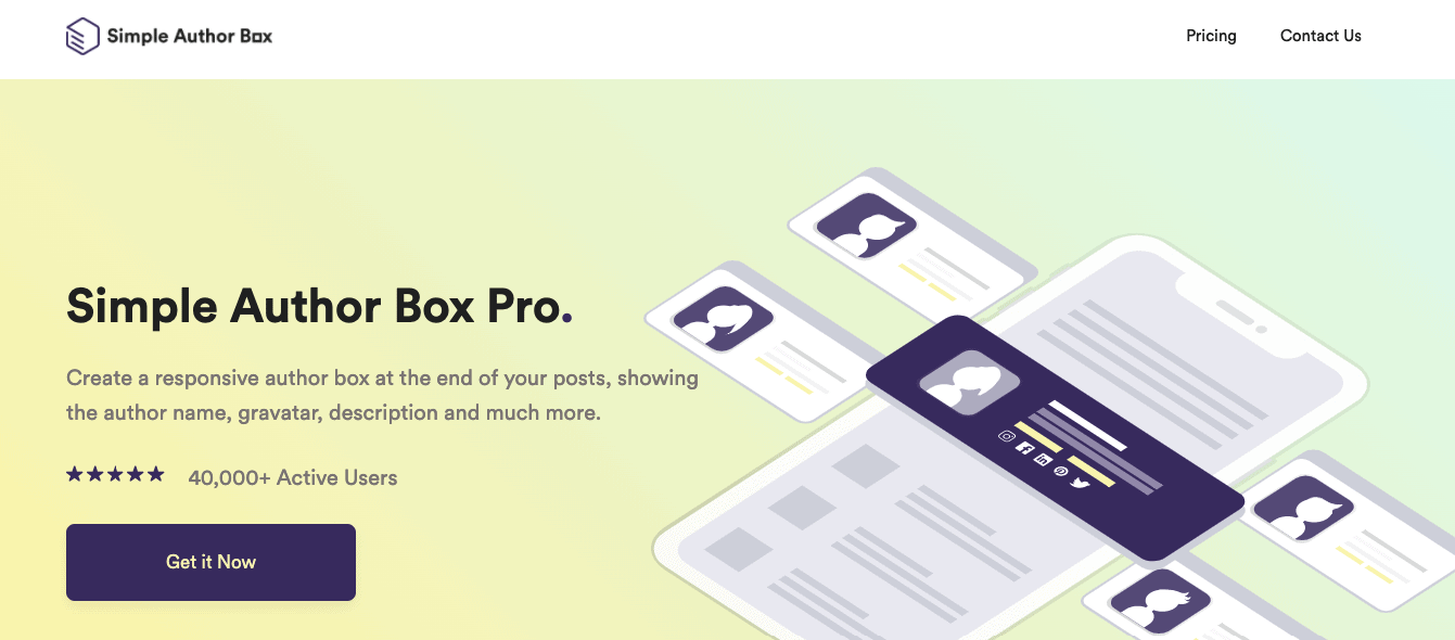 Simple Author Box landing page