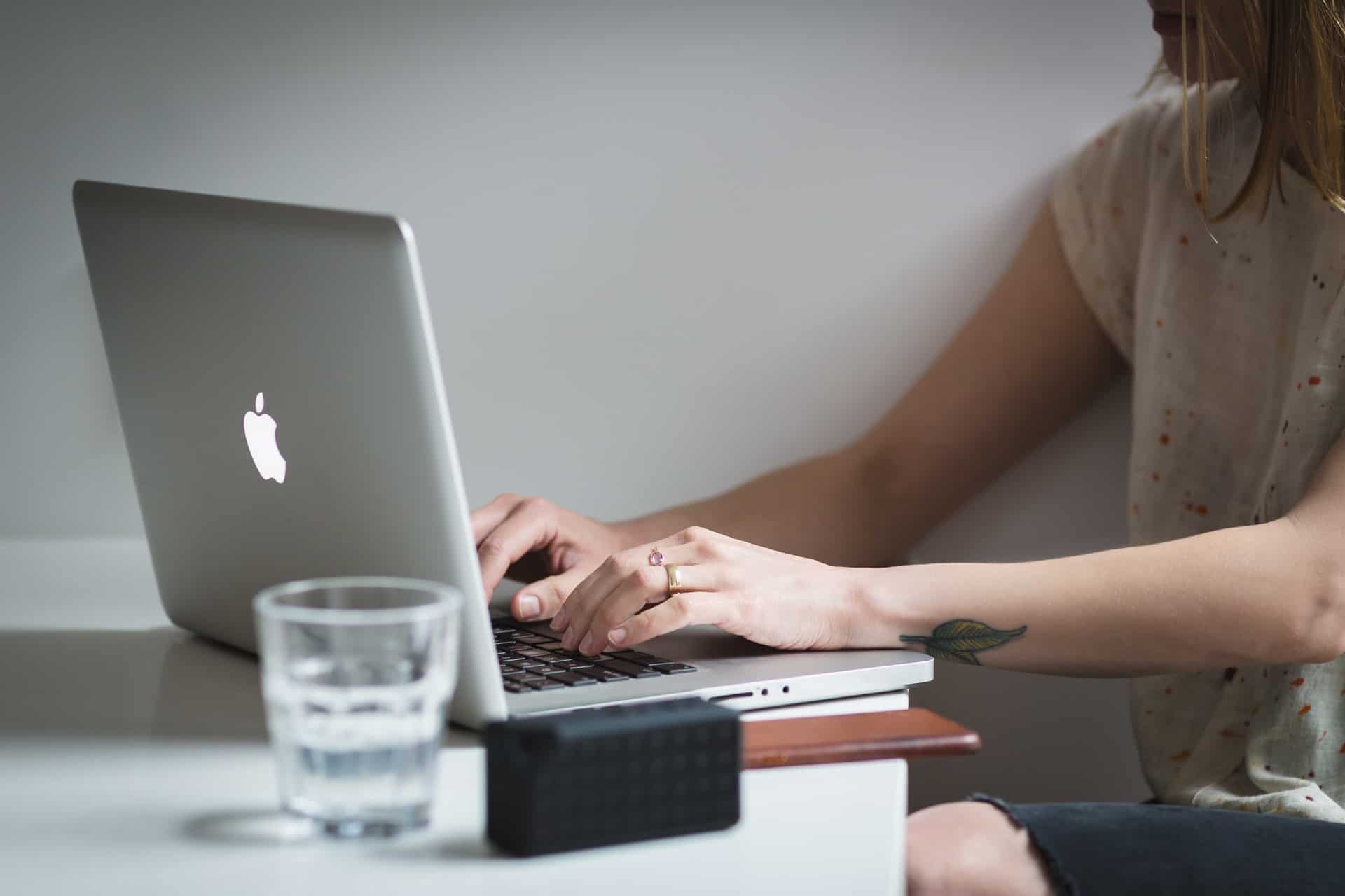 Woman using macbook