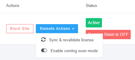 Coming soon and maintenance mode activation option