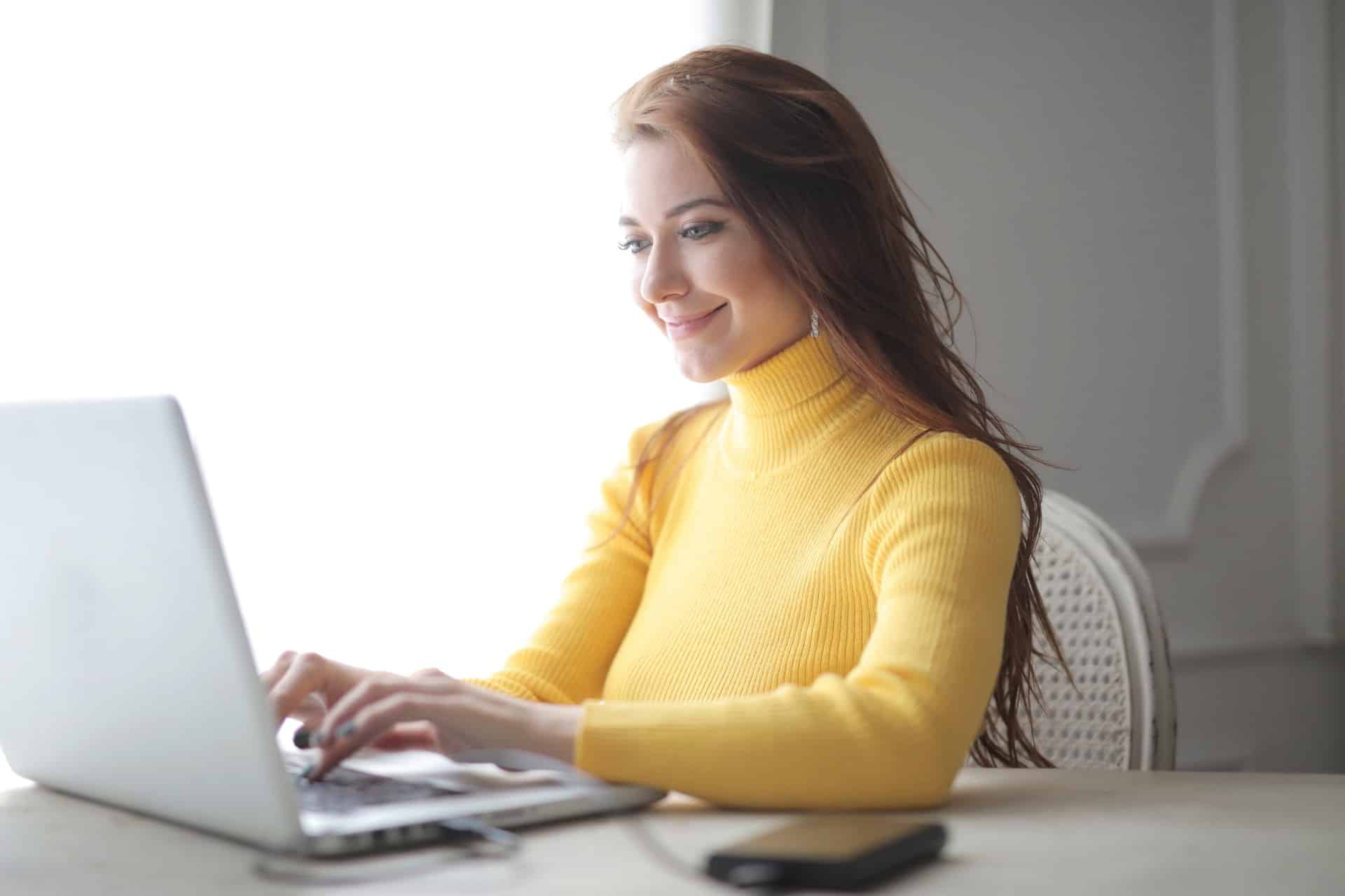 Woman using laptop