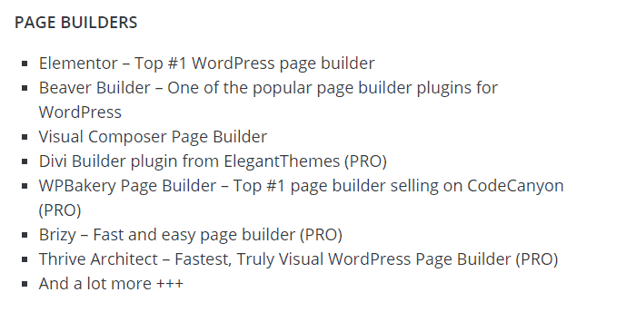 Page builder compatibility