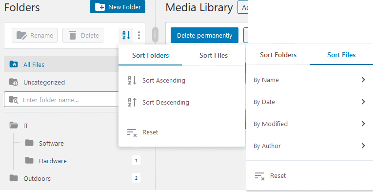 Sorting folders FileBird