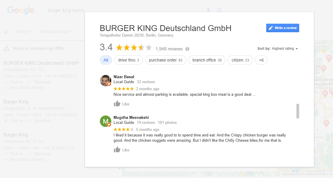 Burger King reviews