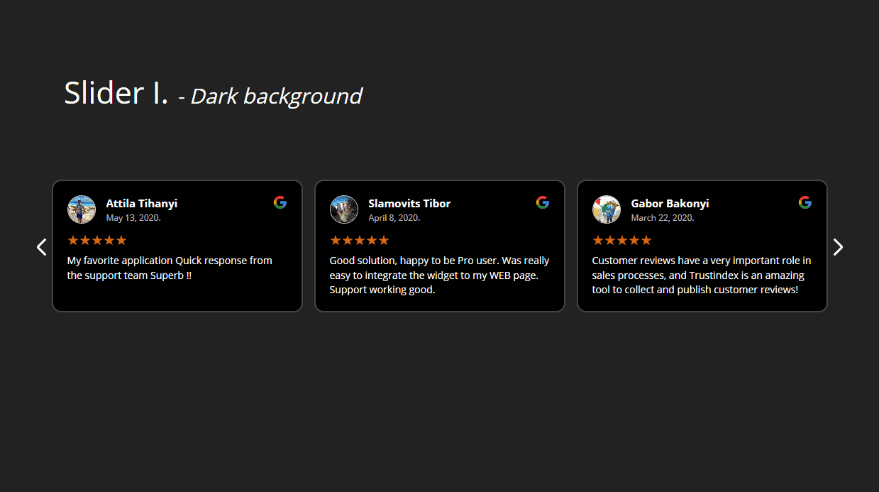 Review widgets dark background