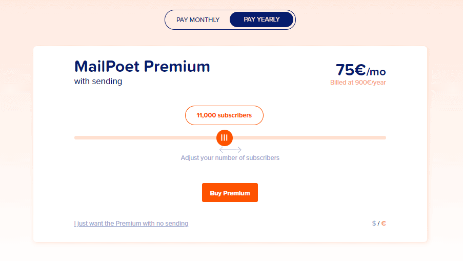 MailPoet pricing range