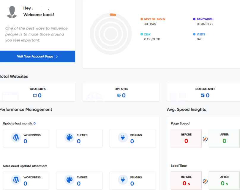 BionicWP dashboard