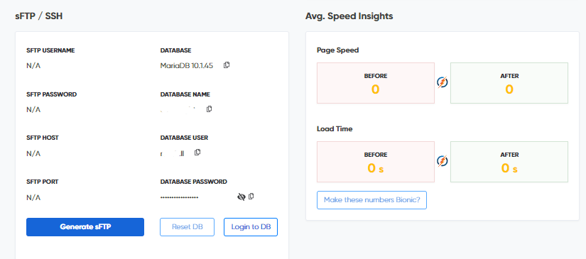 BionicWP SSH access panel