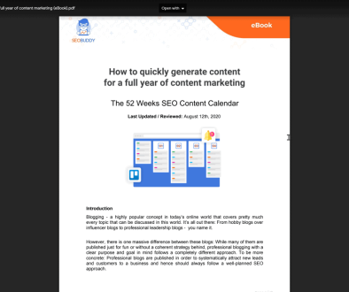 52-weeks SEO content calendar eBook