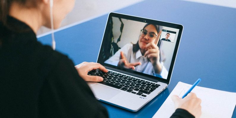 Two women in video call