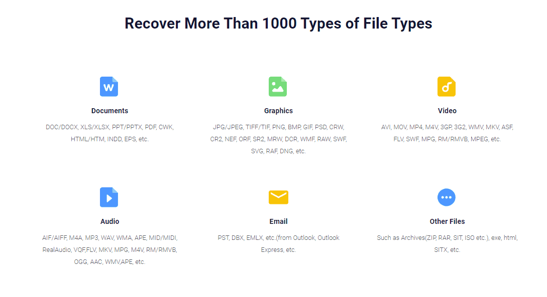 EaseUS Data Recovery file types