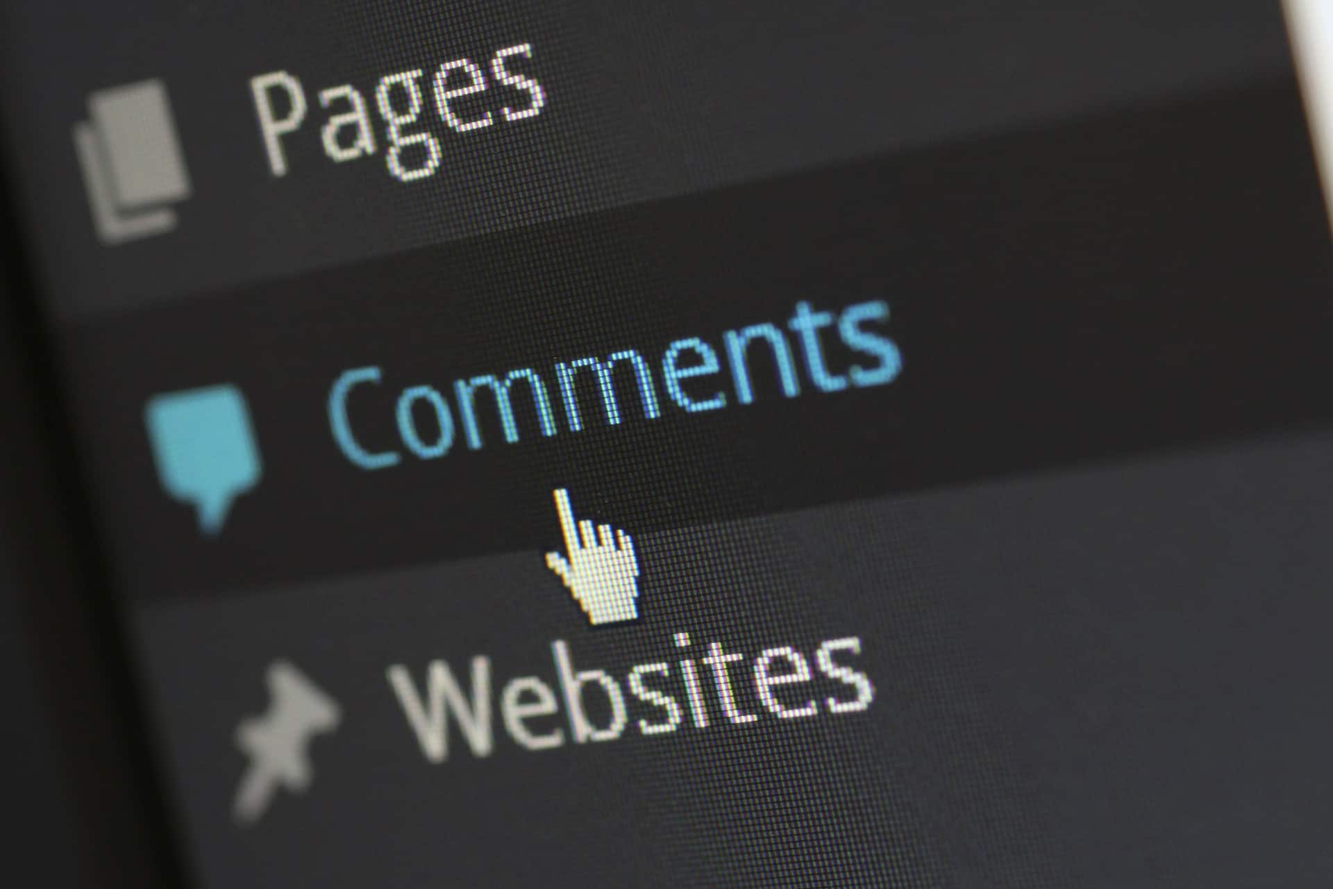 Comments tab in WordPress