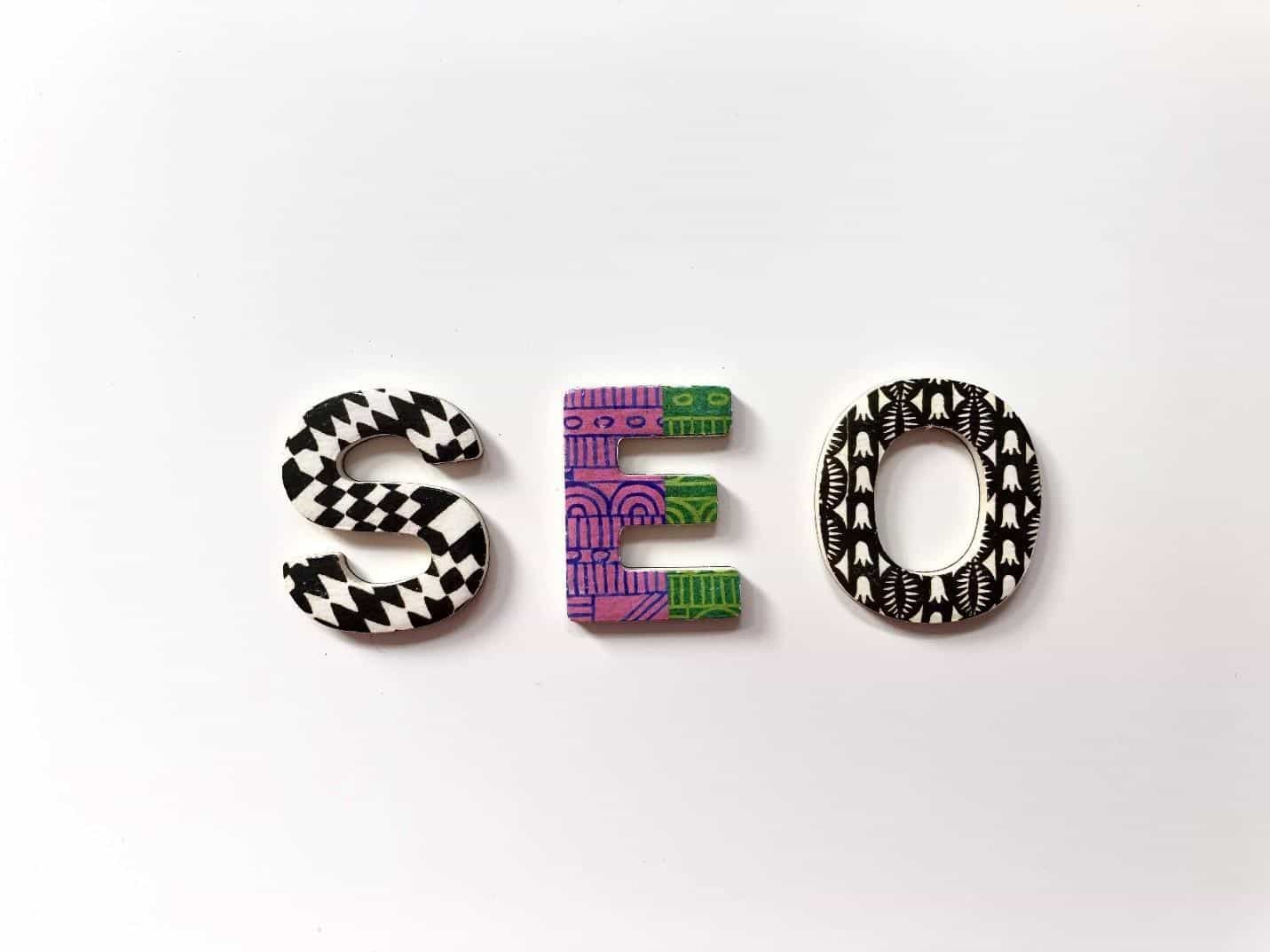 SEO written in artistic letters