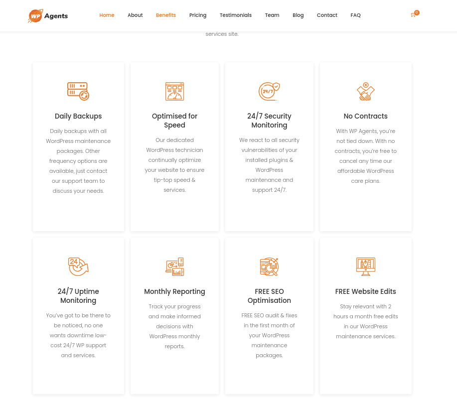 WP Agents benefits page