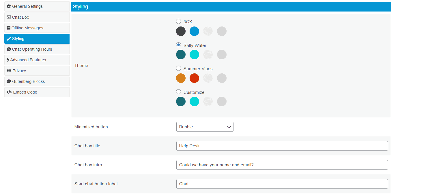 3CX Styling Tab