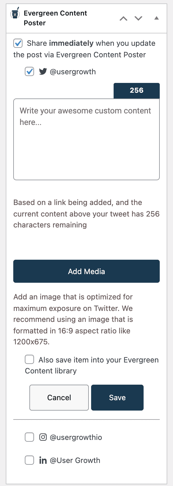 Add social media posts tab