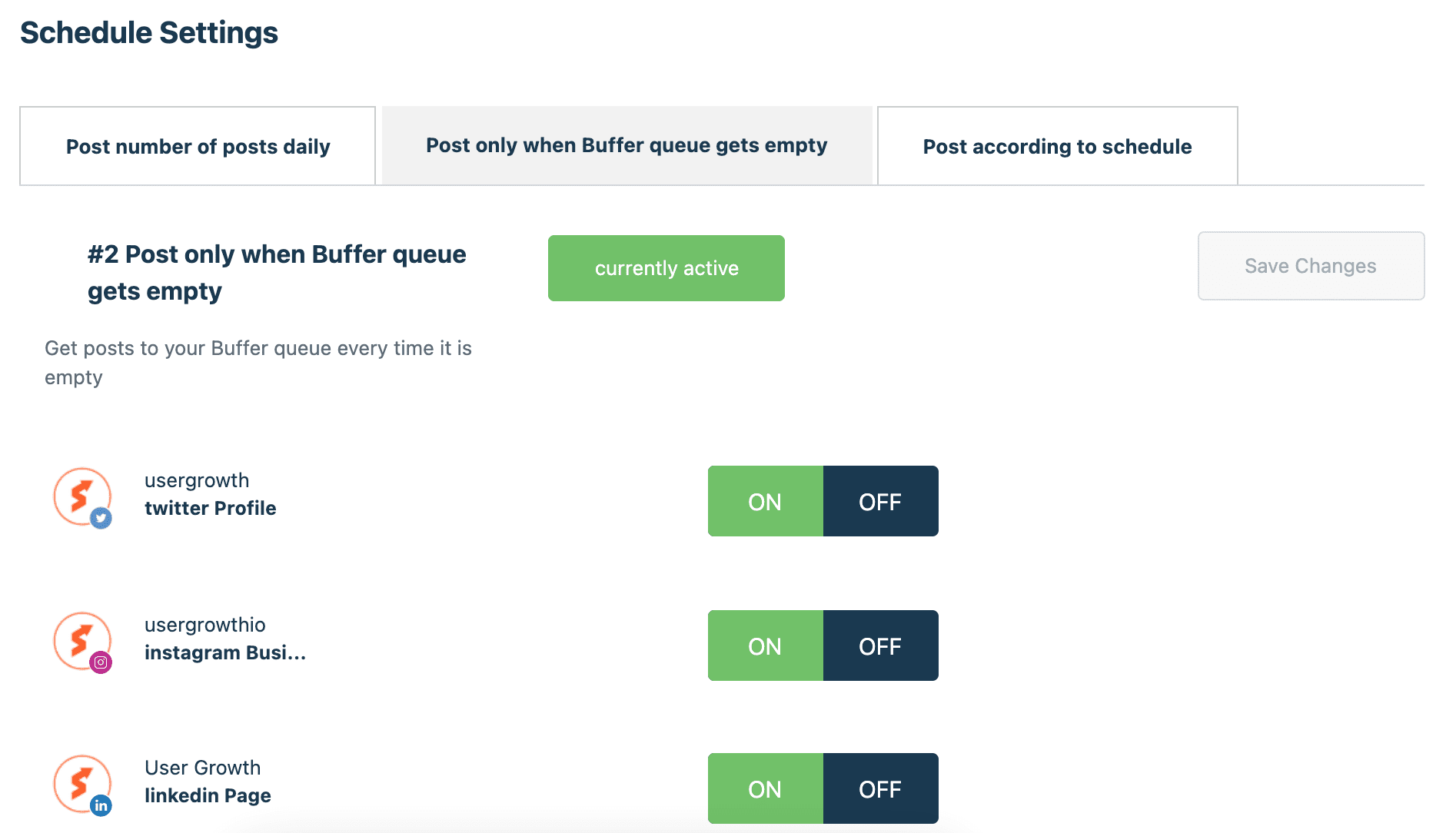 Content schedule second option