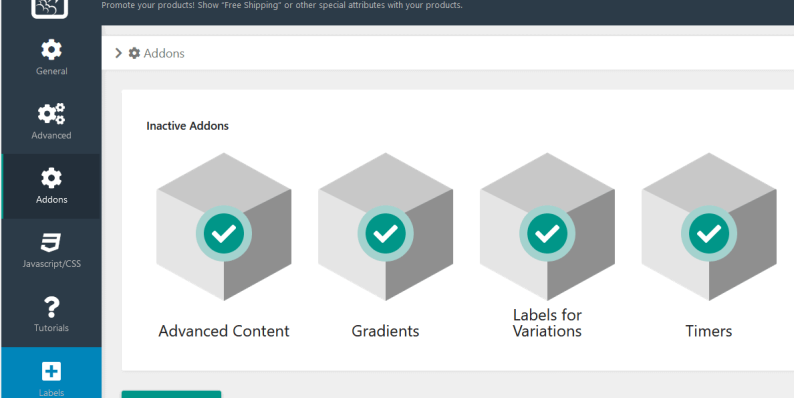 Product Labels advanced settings