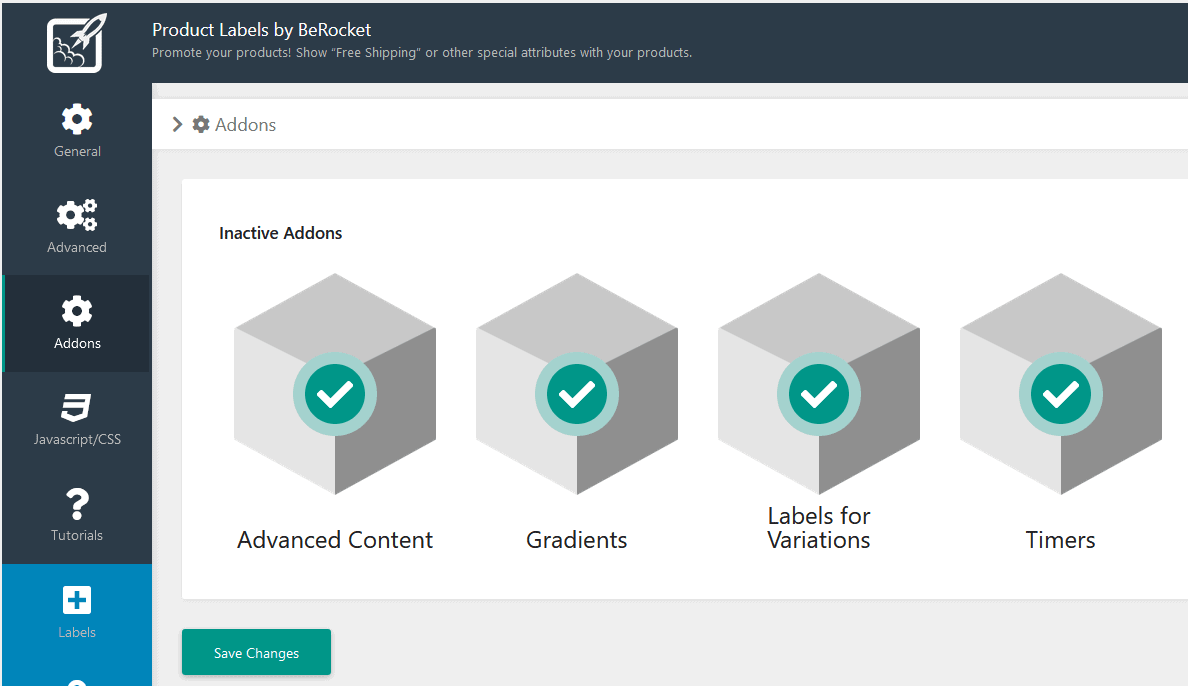 Product Labels advanced settings