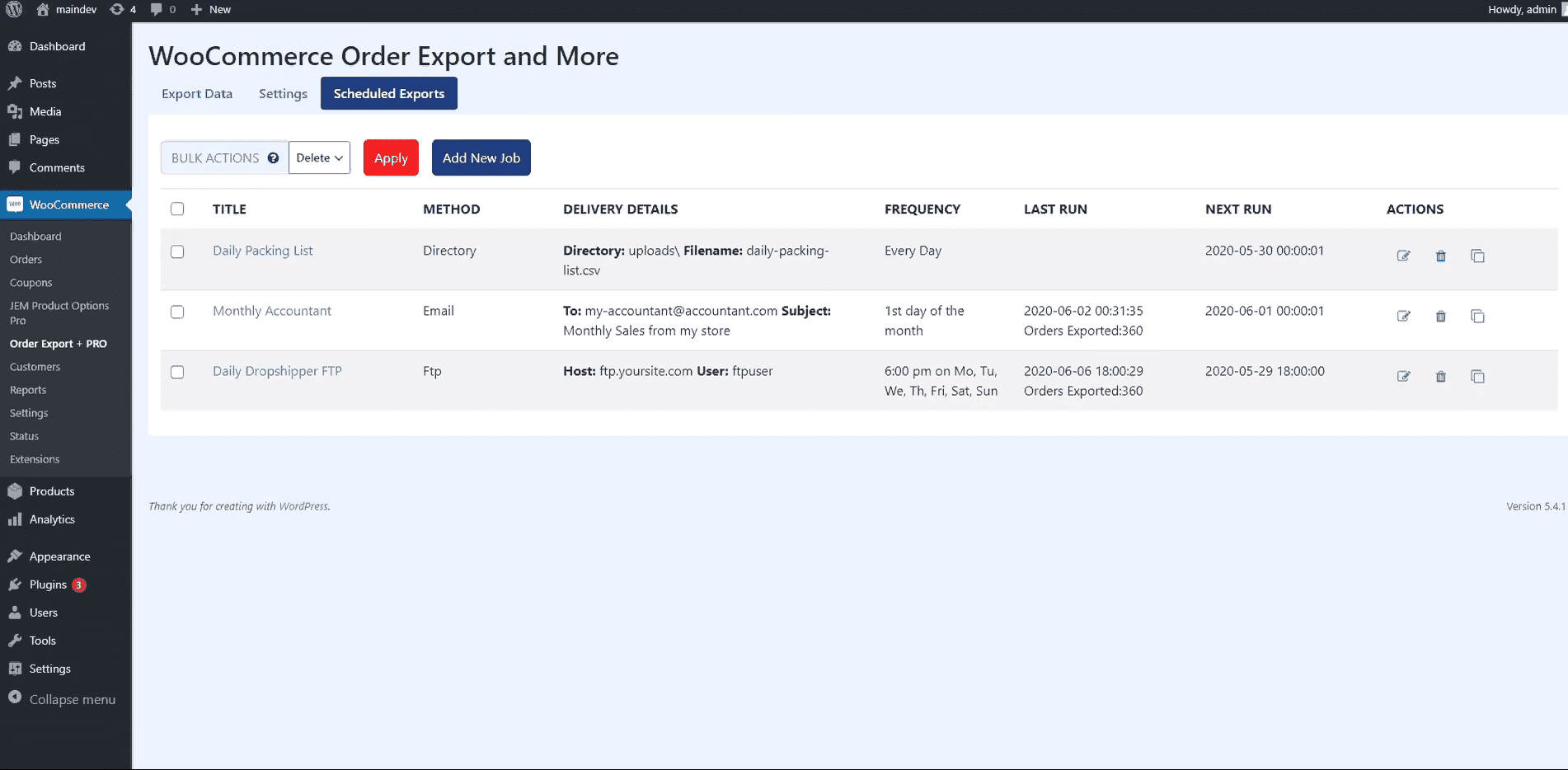 WooCommerce Schedules Exports