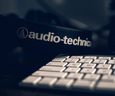black Audio-technica headphones audacity interface, audio editing, user dashboard