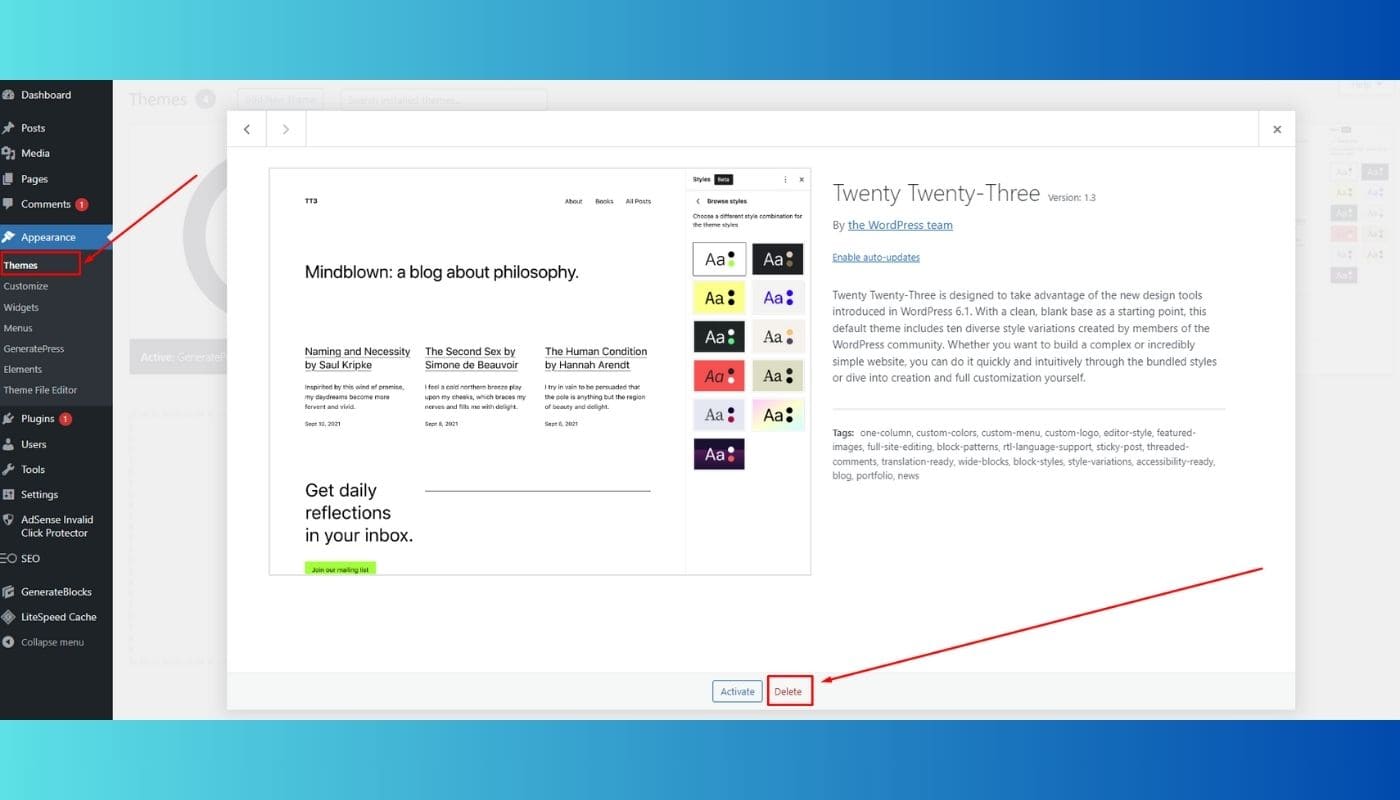 How to Delete Themes in WordPress?