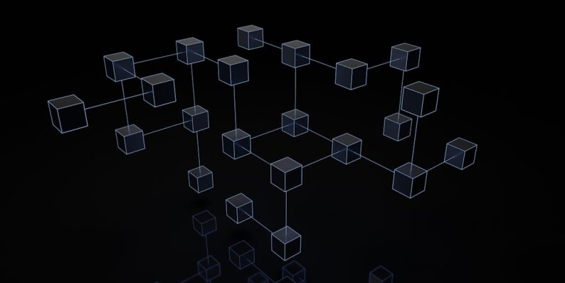 a black and white photo of cubes on a black background blockchain technology data integrity network
