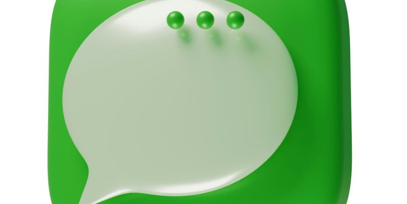 A green square button with a white speech bubble ai chatbot, chatgpt for marketing, customer interaction