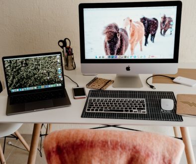 black laptop computer blogging tips, social media engagement, automation tools